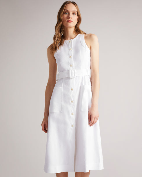 <P>Button Through Racer Back Midi Dress</P>
